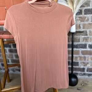 Express Super Soft Mock Neck Fitted Tee - Size L